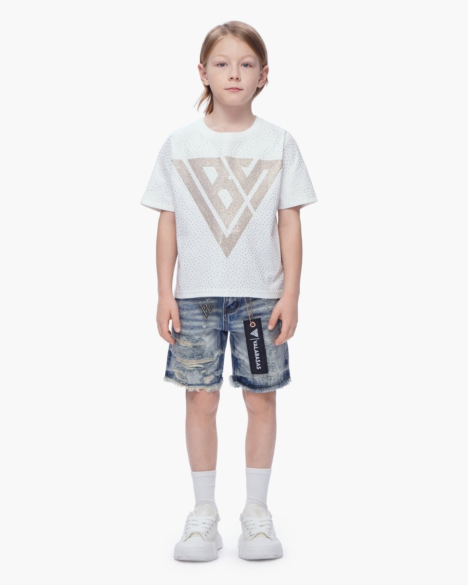 Kids Clipped Jorts Blue Washed - Valabasas