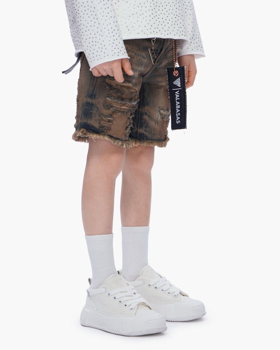 Kids Clipped Jorts Dirty Vintage Blue - Valabasas