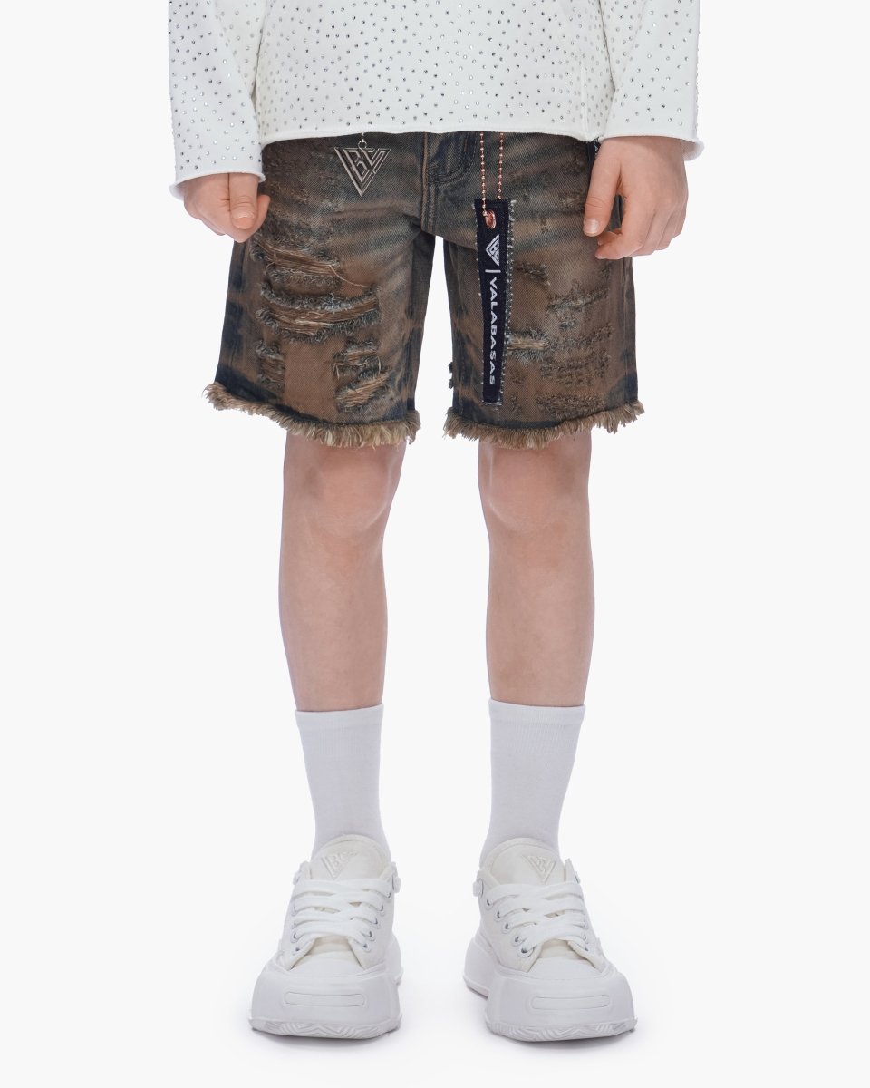 Kids Clipped Jorts Dirty Vintage Blue - Valabasas