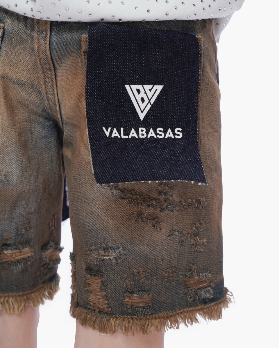 Kids Clipped Jorts Dirty Vintage Blue - Valabasas