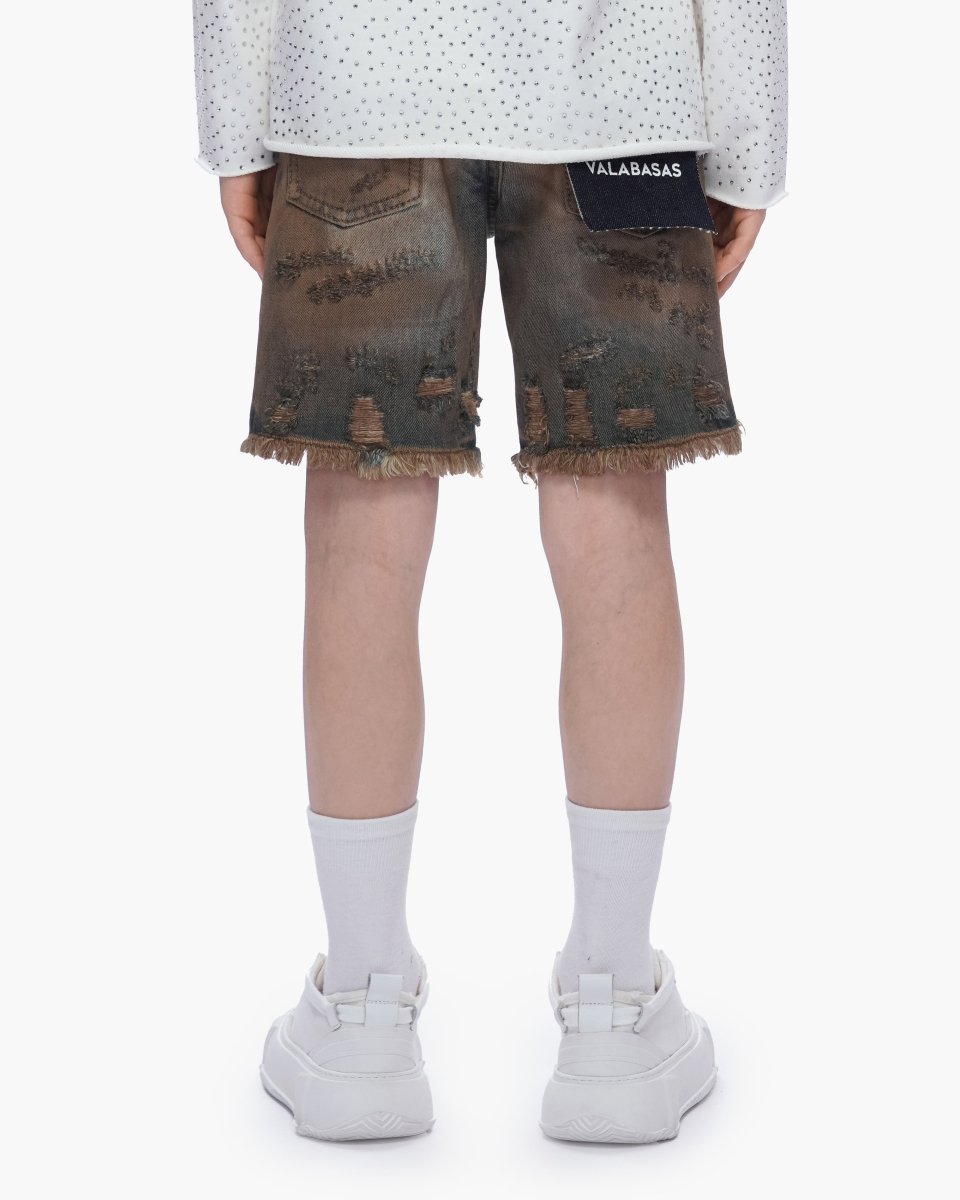 Kids Clipped Jorts Dirty Vintage Blue - Valabasas