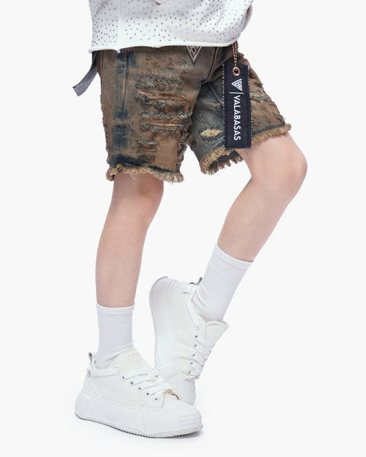 Kids Clipped Jorts Dirty Vintage Blue - Valabasas