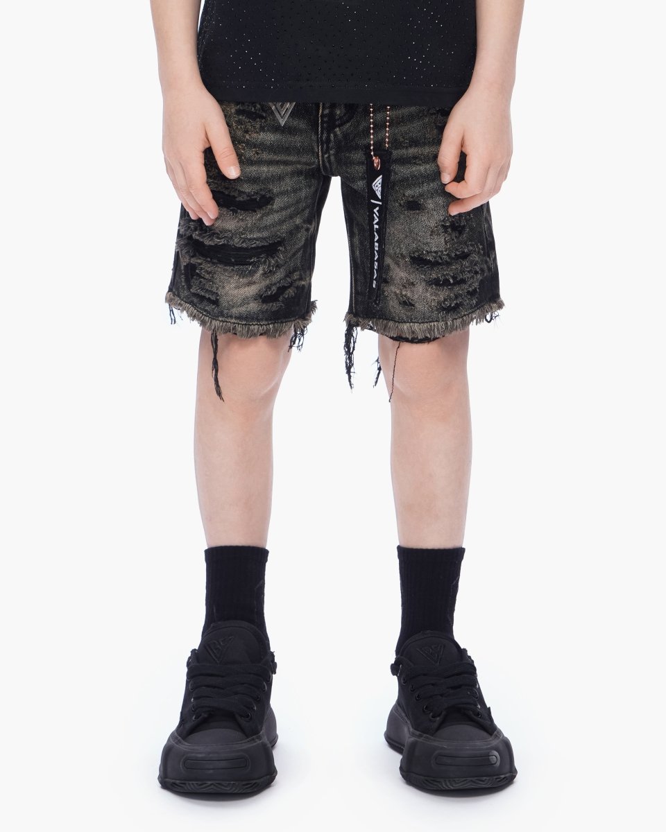 Kids Clipped Jorts Grey Washed - Valabasas