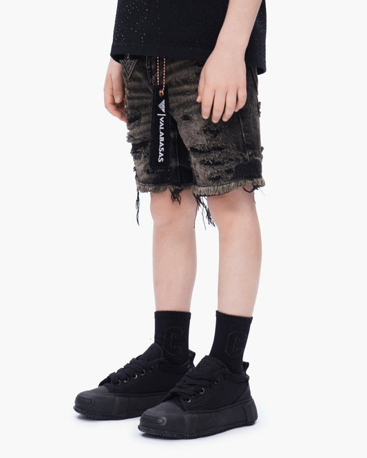 Kids Clipped Jorts Grey Washed - Valabasas