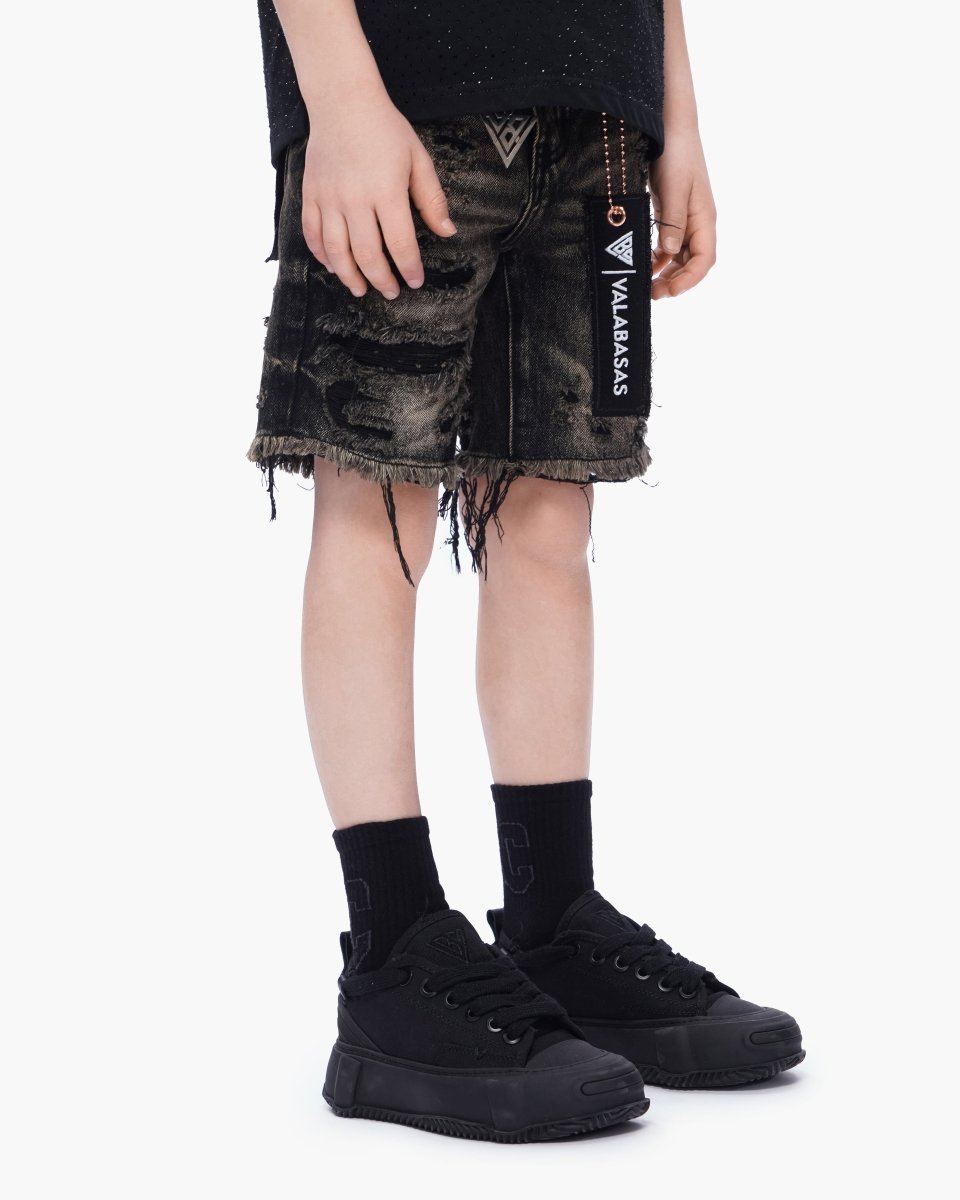 Kids Clipped Jorts Grey Washed - Valabasas