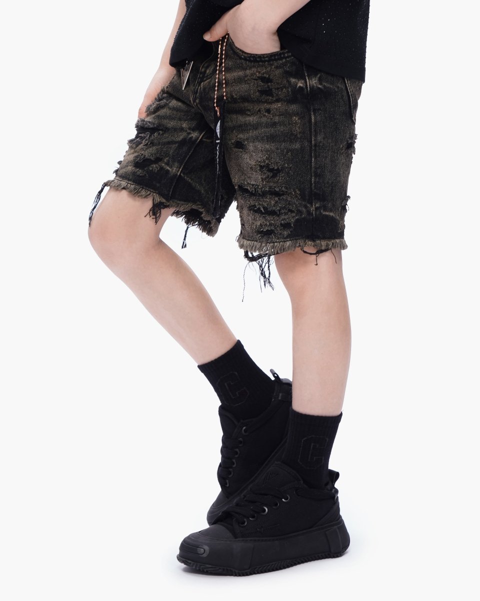 Kids Clipped Jorts Grey Washed - Valabasas