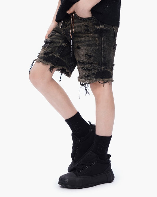 Kids Clipped Jorts Grey Washed - Valabasas