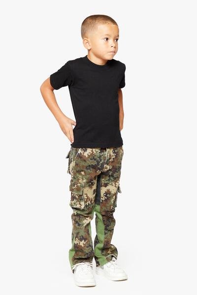 KIDS "COMMANDER" DENIM STACKED GROUND GREEN - Valabasas