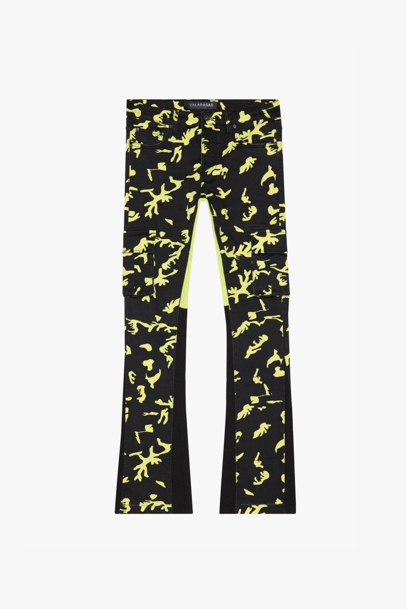 KIDS "COMMANDER" DENIM STACKED JEANS NEON SHADOW - Valabasas