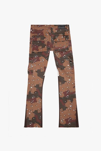 KIDS "COMMANDER" DENIM STACKED JEANS TAIGA CAMO - Valabasas