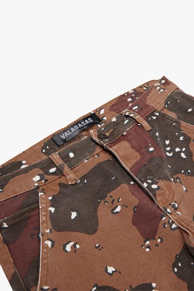 KIDS "COMMANDER" DENIM STACKED JEANS TAIGA CAMO - Valabasas