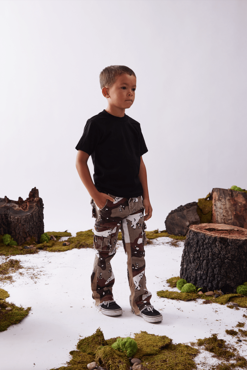 KIDS "COMMANDER" DENIM STACKED WILDERNESS CAMO - Valabasas