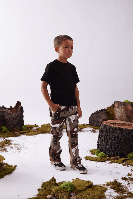 KIDS "COMMANDER" DENIM STACKED WILDERNESS CAMO - Valabasas