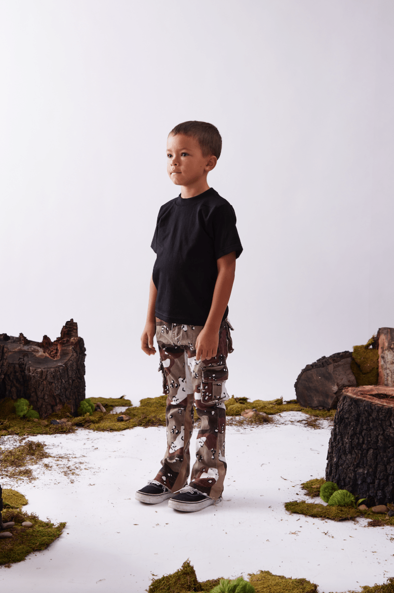 KIDS "COMMANDER" DENIM STACKED WILDERNESS CAMO - Valabasas