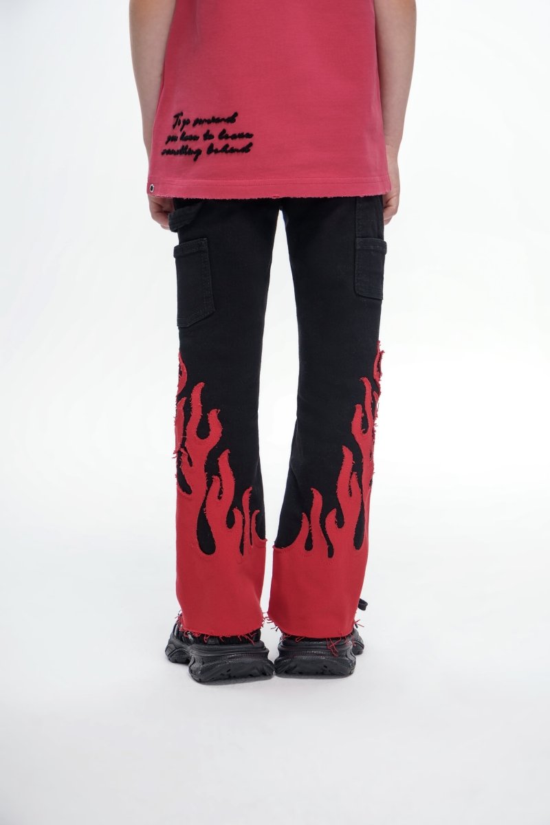 Kids Flame Black Red Stacked - Valabasas