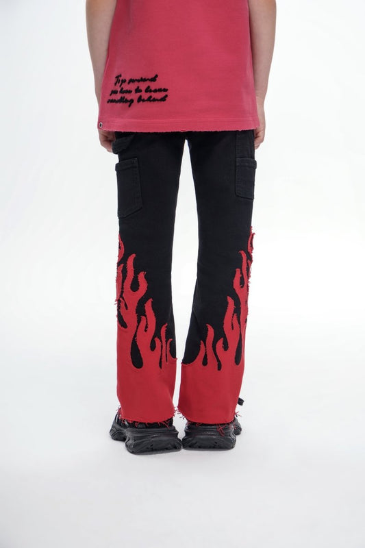 Kids Flame Black Red Stacked - Valabasas