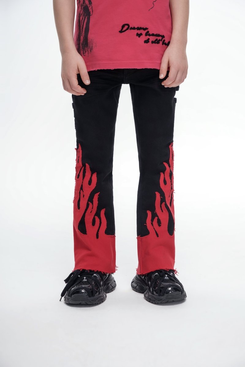 Kids Flame Black Red Stacked - Valabasas