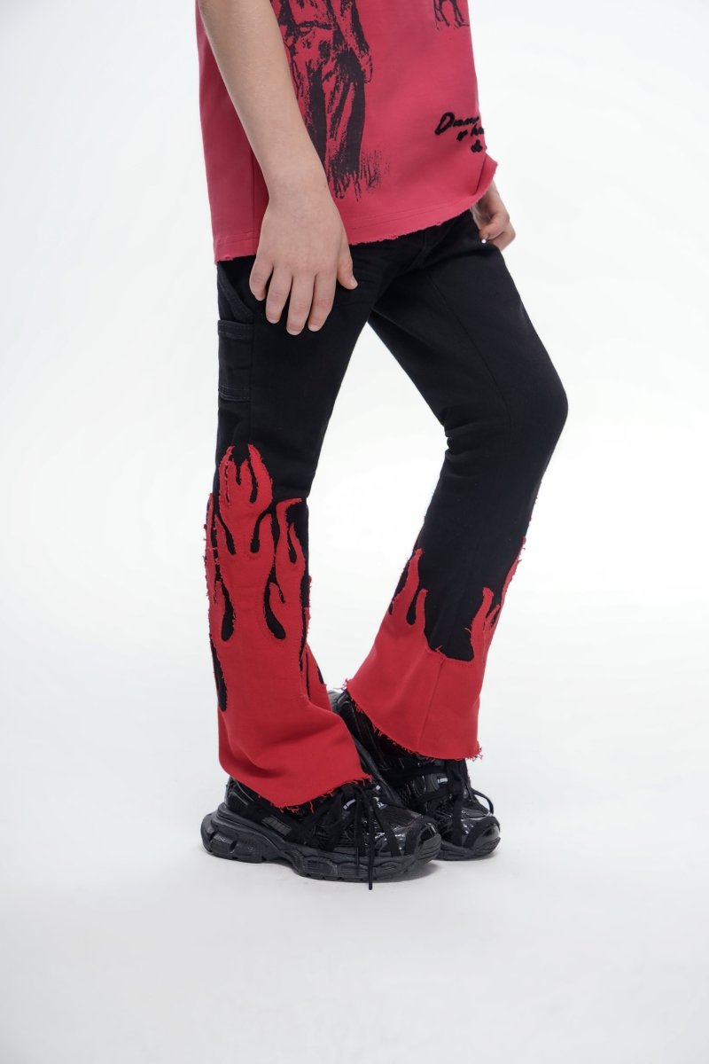 Kids Flame Black Red Stacked - Valabasas