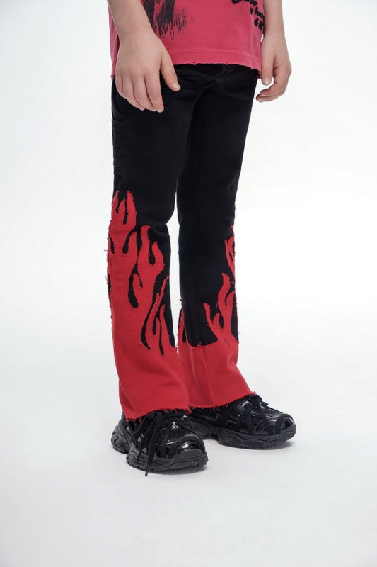 Kids Flame Black Red Stacked - Valabasas
