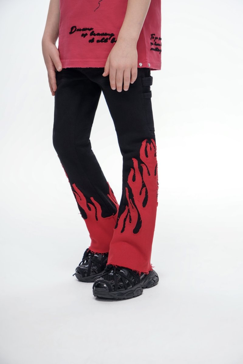 Kids Flame Black Red Stacked - Valabasas
