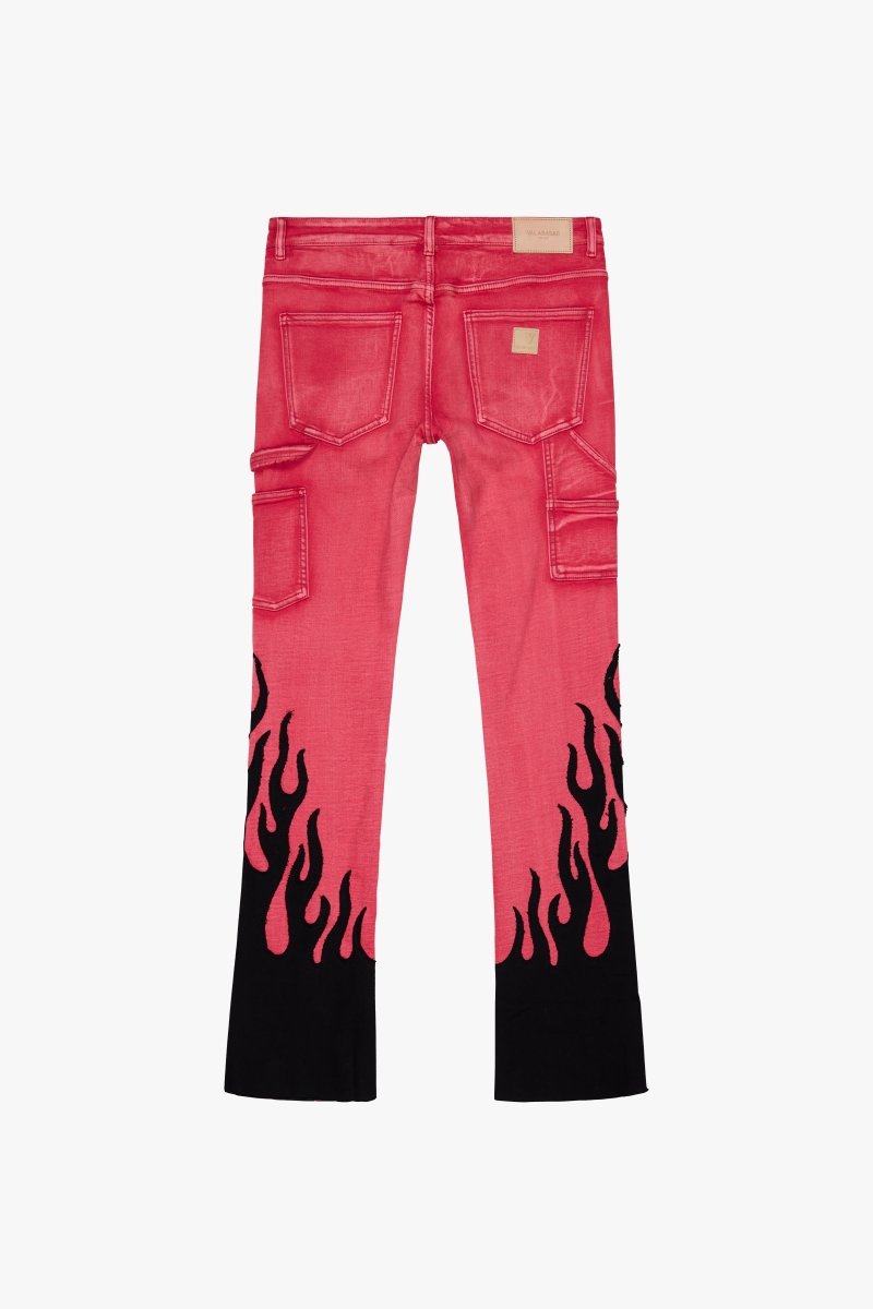 KIDS "FLAME" DENIM STACKED RED BLACK - Valabasas