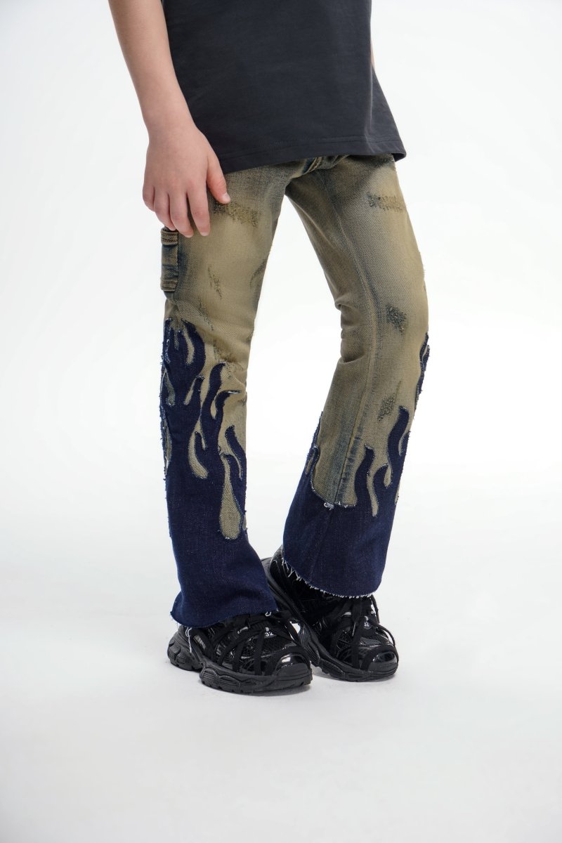 Kids Flame Vintage Black Stacked - Valabasas