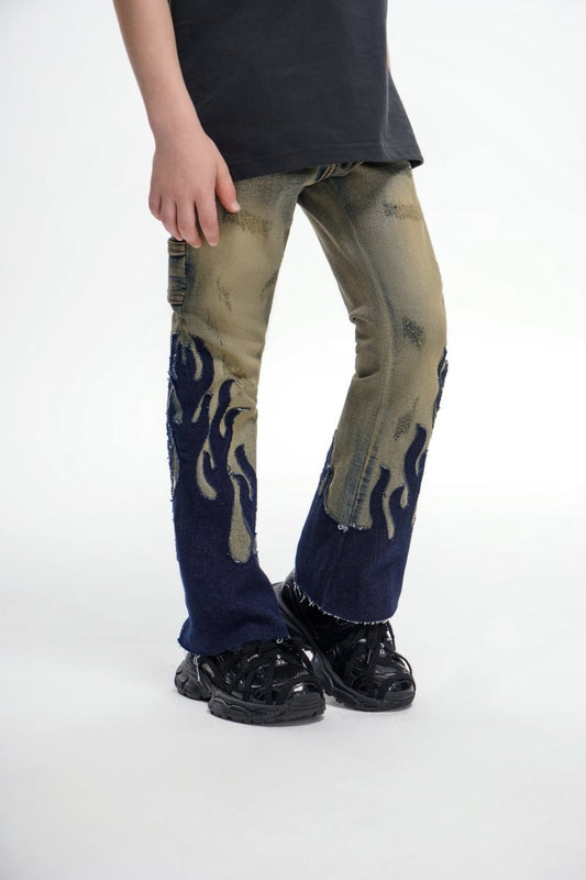 Kids Flame Vintage Black Stacked - Valabasas