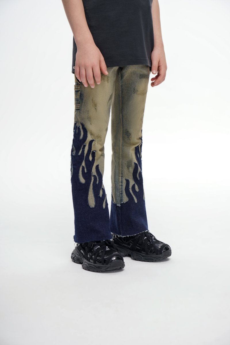 Kids Flame Vintage Black Stacked - Valabasas