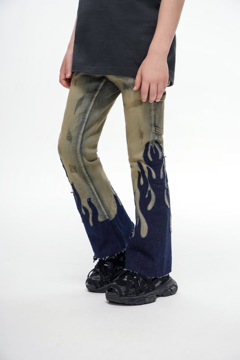 Kids Flame Vintage Black Stacked - Valabasas