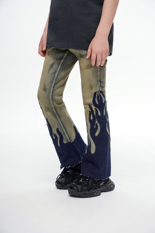 Kids Flame Vintage Black Stacked - Valabasas