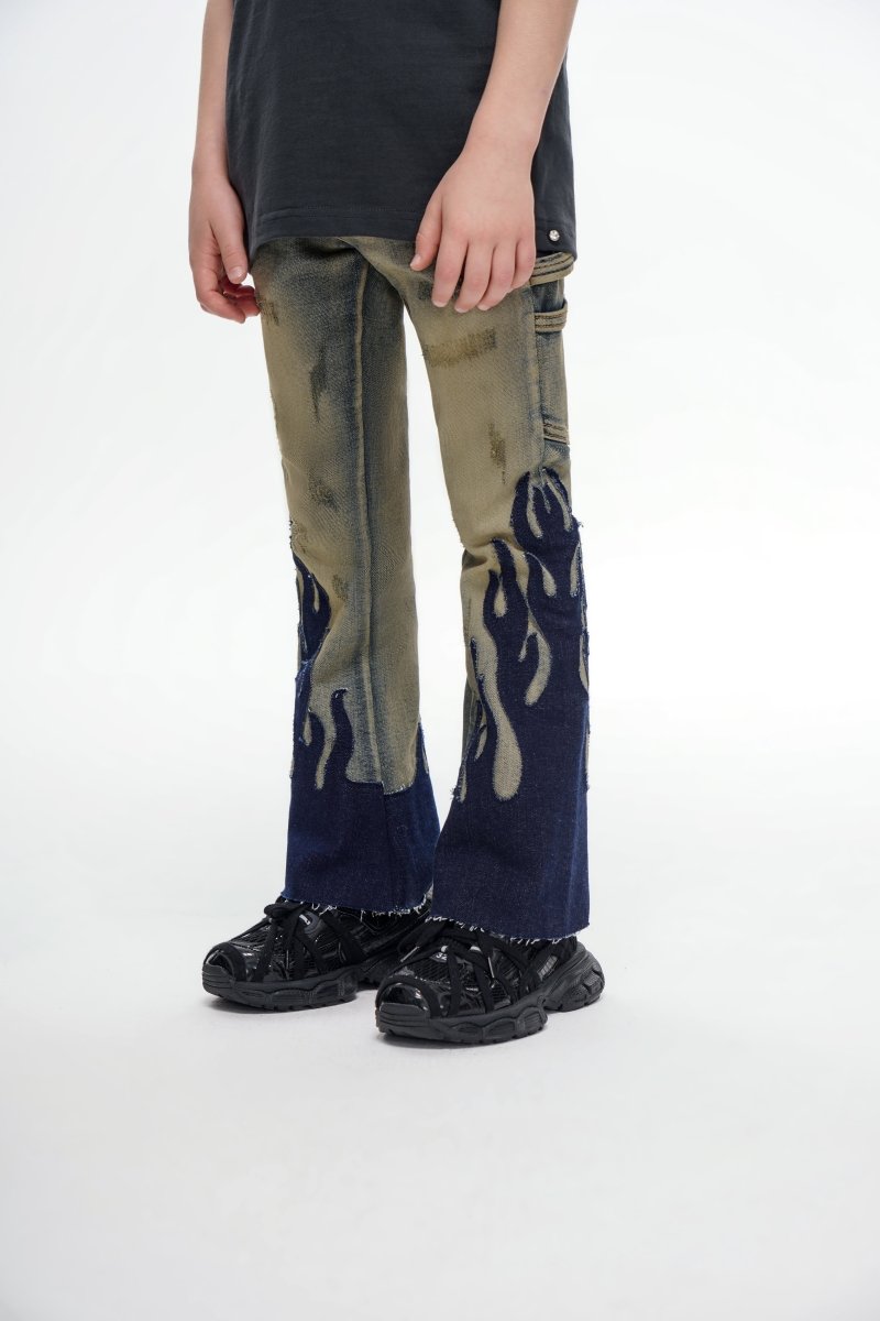 Kids Flame Vintage Black Stacked - Valabasas