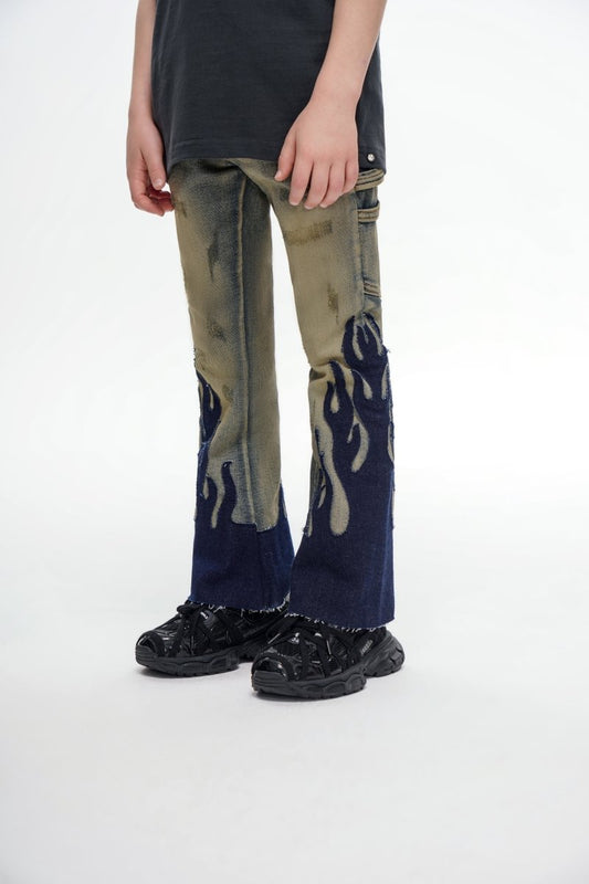 Kids Flame Vintage Black Stacked - Valabasas