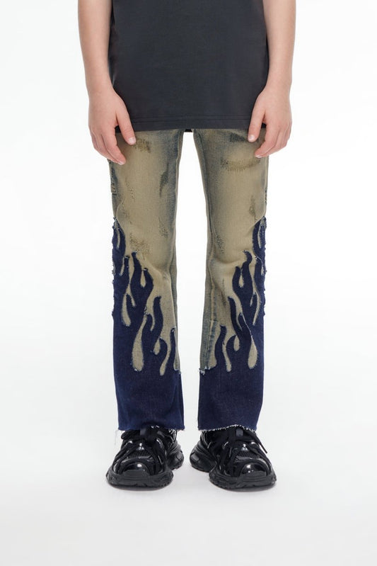 Kids Flame Vintage Black Stacked - Valabasas