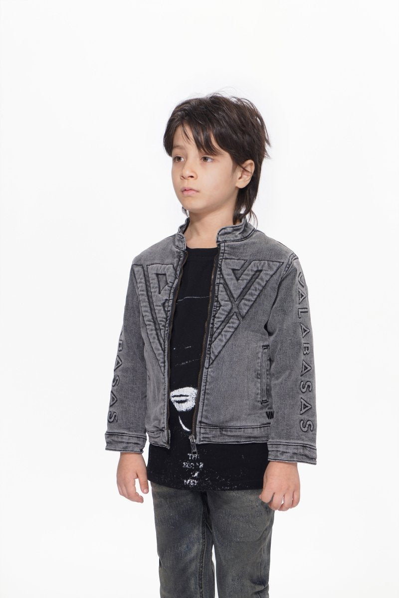 Kids Harley Grey Wash Denim Jacket - Valabasas