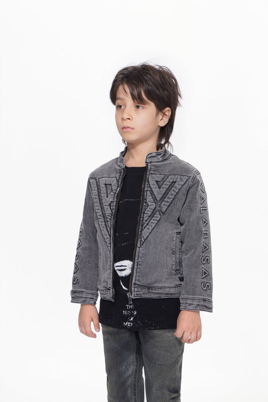 Kids Harley Grey Wash Denim Jacket - Valabasas