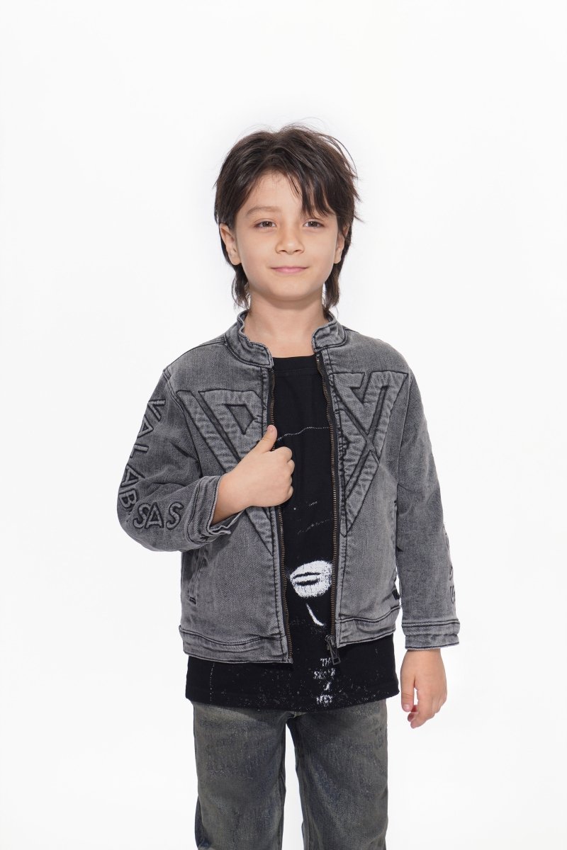 Kids Harley Grey Wash Denim Jacket - Valabasas