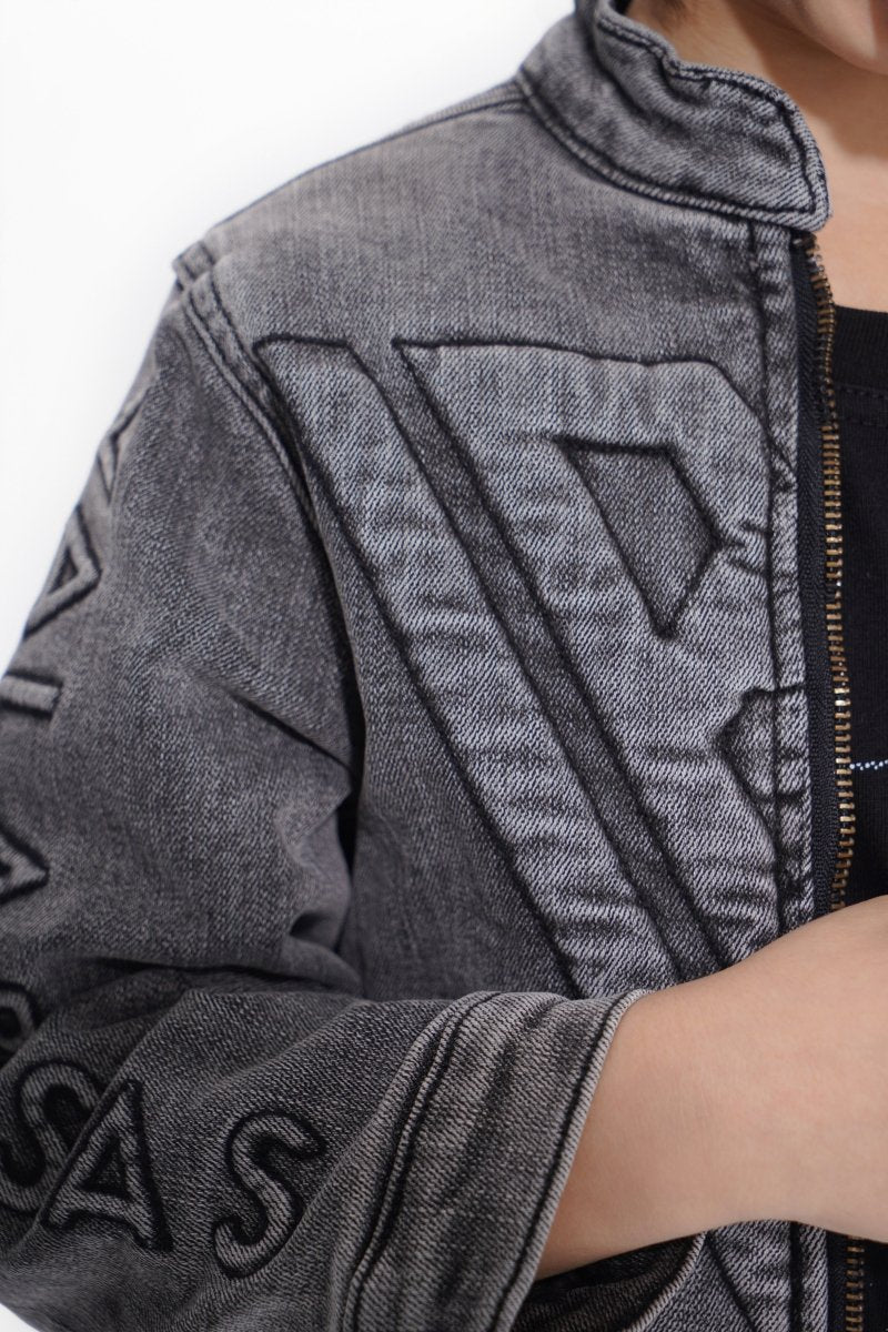 Kids Harley Grey Wash Denim Jacket - Valabasas