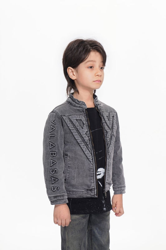 Kids Harley Grey Wash Denim Jacket - Valabasas
