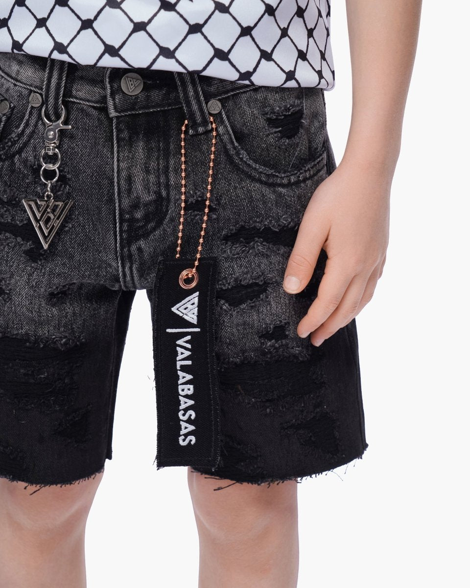 Kids Incise Jorts Grey Wash - Valabasas