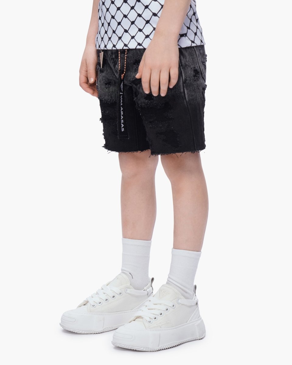 Kids Incise Jorts Grey Wash - Valabasas
