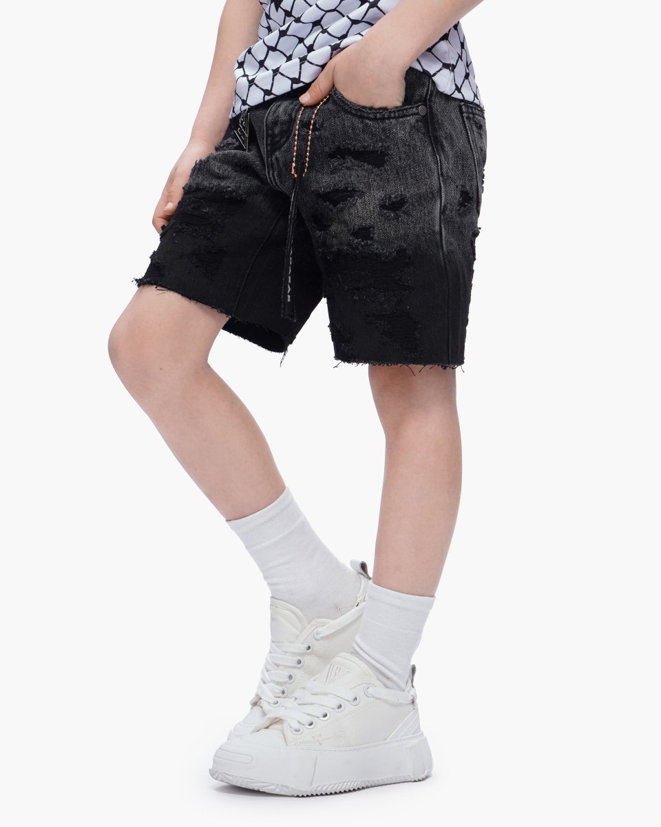Kids Incise Jorts Grey Wash - Valabasas
