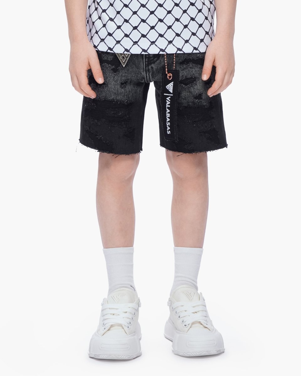 Kids Incise Jorts Grey Wash - Valabasas
