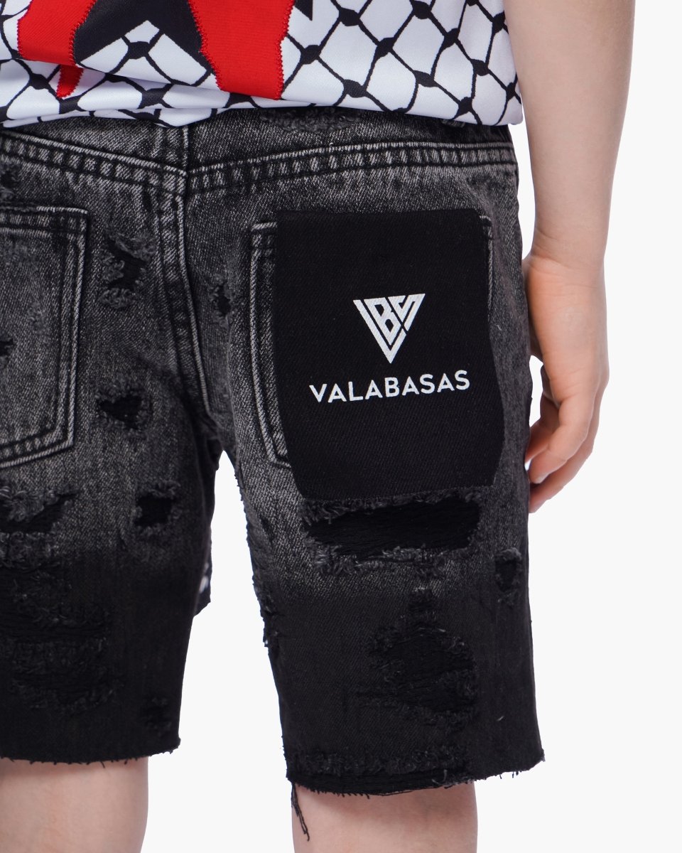 Kids Incise Jorts Grey Wash - Valabasas
