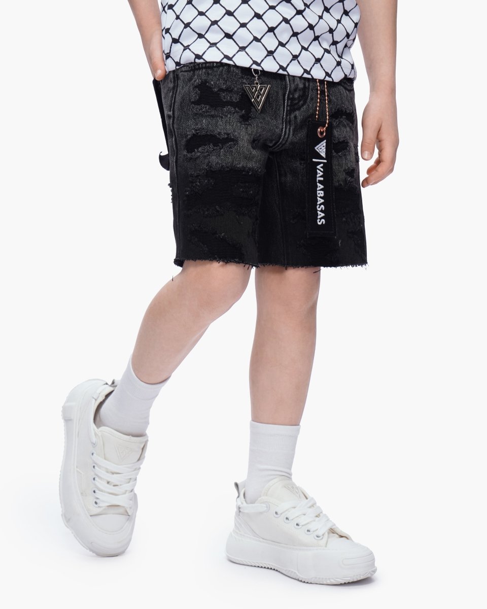 Kids Incise Jorts Grey Wash - Valabasas