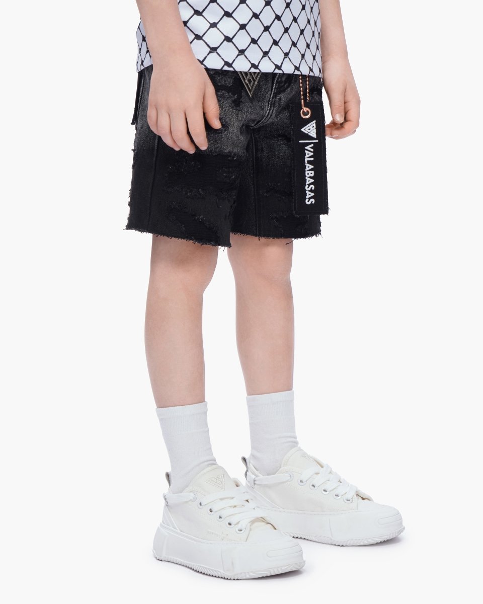 Kids Incise Jorts Grey Wash - Valabasas
