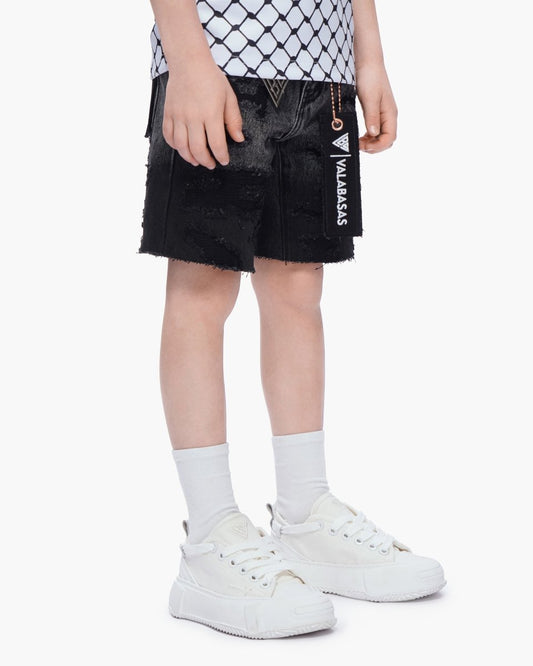 Kids Incise Jorts Grey Wash - Valabasas