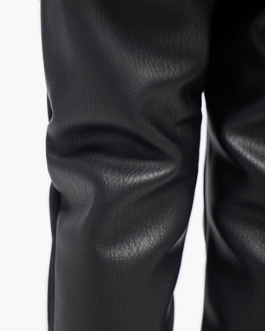 Kids Jr.Slim Black Leather Jeans - Valabasas