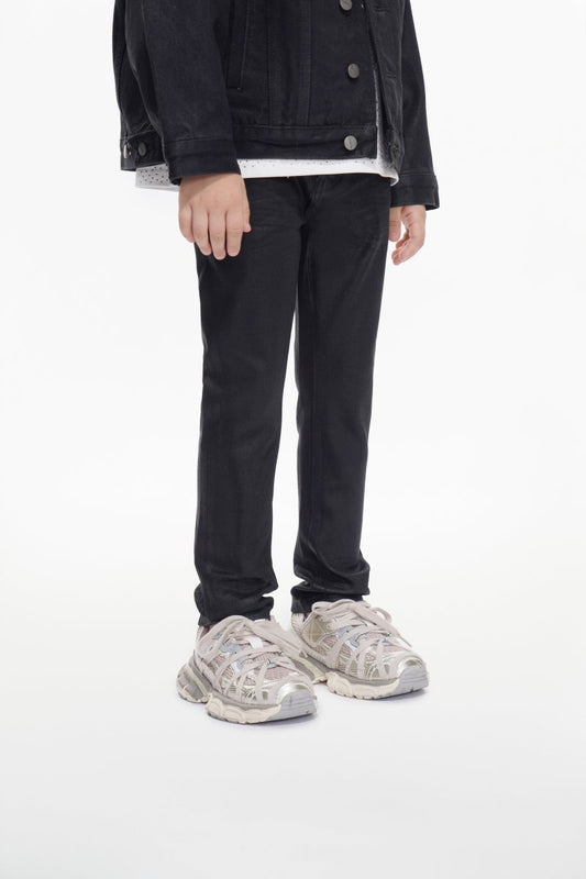 Kids Jr.Slim Black Waxed Jeans - Valabasas