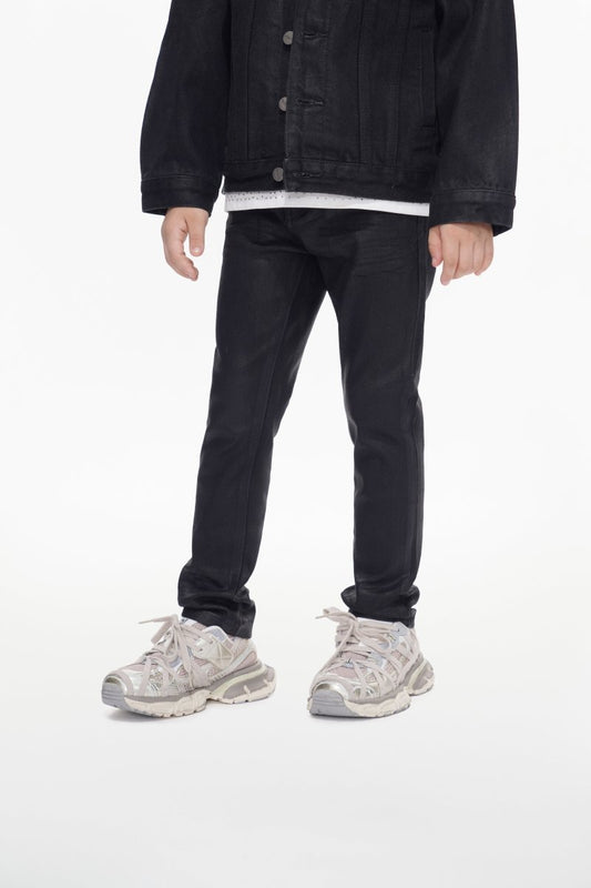 Kids Jr.Slim Black Waxed Jeans - Valabasas