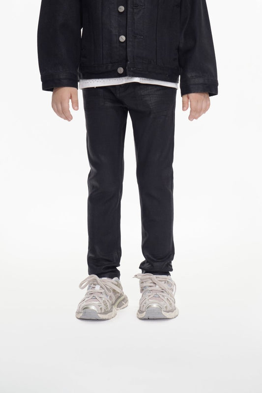 Kids Jr.Slim Black Waxed Jeans - Valabasas